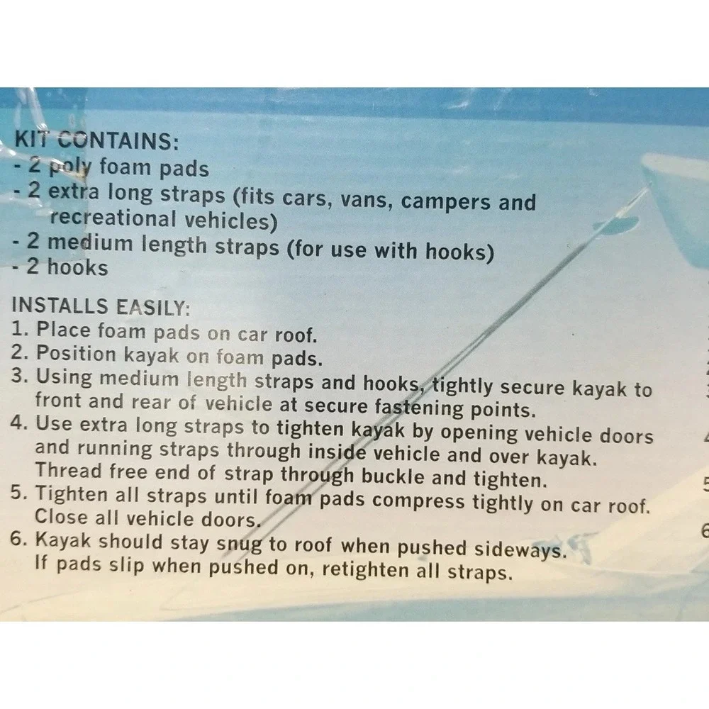 Easy Rider Kayak Carrier Kit For Cars‎ Tops Vans Etc KT100